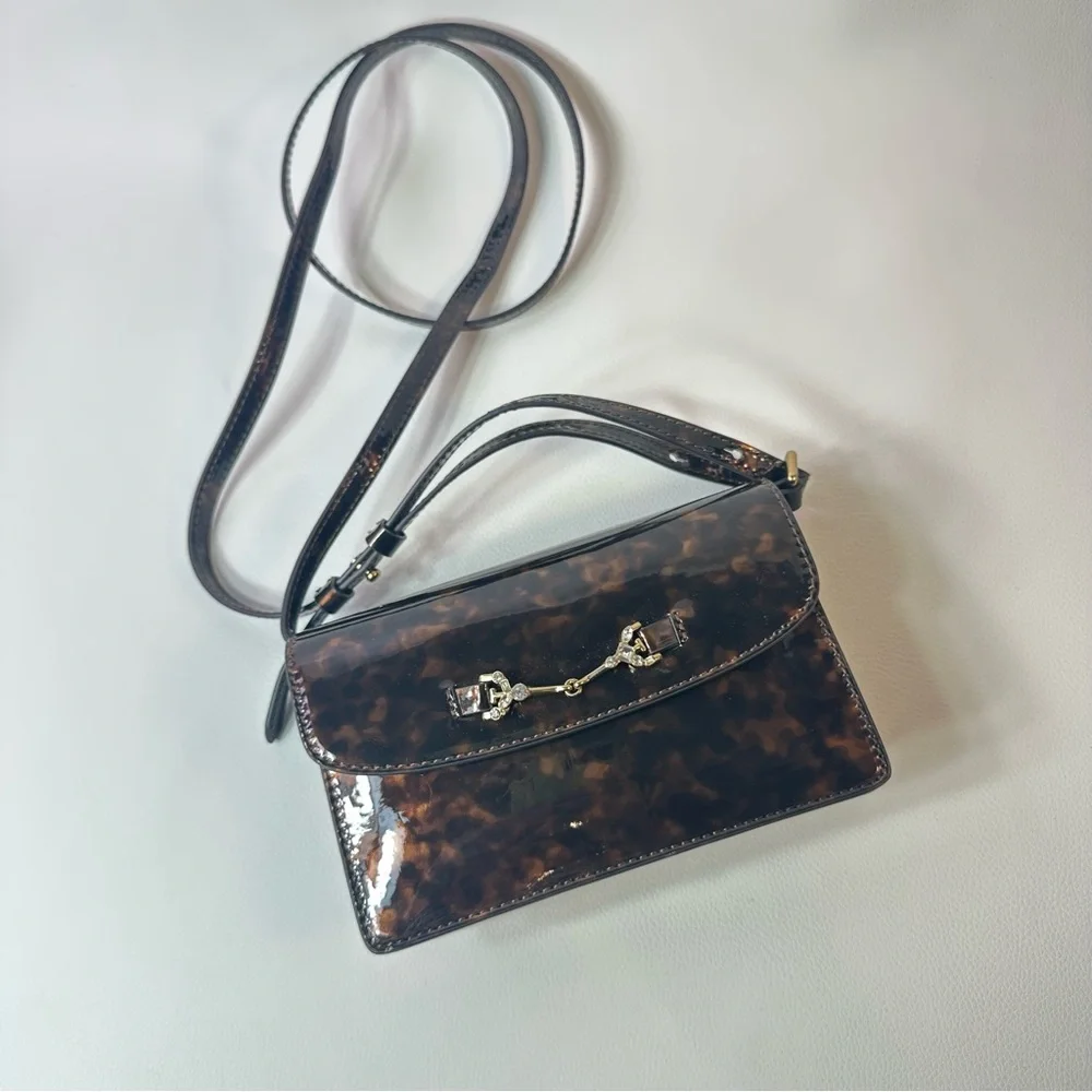 NEW SAM EDLEMAN LORRAINE TORTOISE SMALL LEATHER BOX CROSSBODY SHOULDER BAG NWT!! - Picture 2 of 7